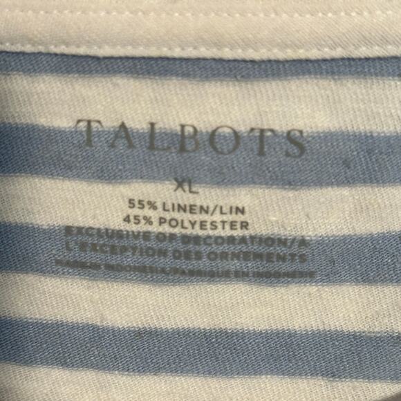 Talbots Shells & Lobster Tee Womens XL Blue Striped Nautical Knit Top - Picture 5 of 9